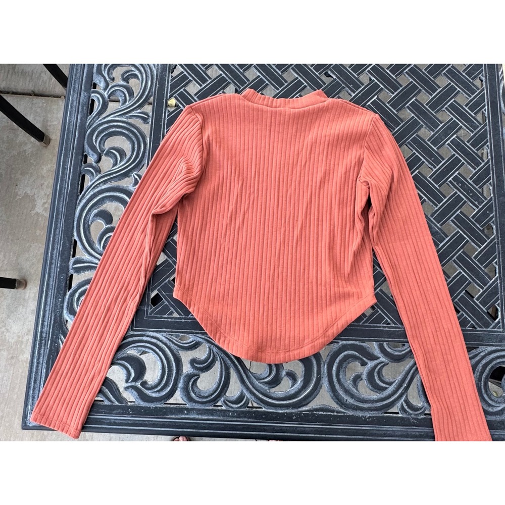 Jordan Womens Ribbed Mock Neck Long Sleeve Top Burnt Orange Small Jumpman Logo - Picture 8 of 8